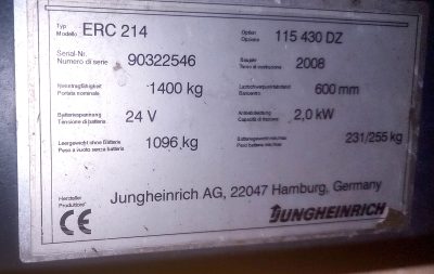 Stoccatore uomo a bordo Jungheinrich ERC214 - immagine 4