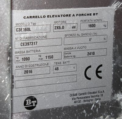 Carrello Elevatore BT-C3E160L - immagine 4