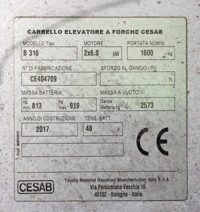 CARRELLO FRONTALE CESAB B316 - immagine 4